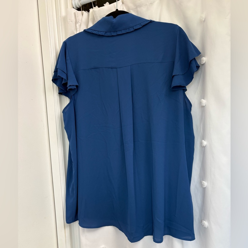 T Tahari Prussian Blue Blouse - Picture 2 of 7